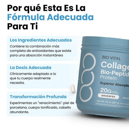 Bio Vital® Colágeno y Proteína de Alta Pureza Anti Edad